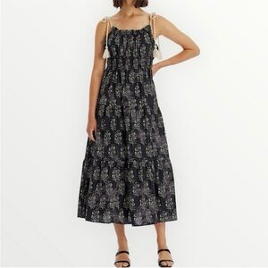 Floral Midi Dress Tassel Tie Anthropologie Moon River Sz S NWT Boho Fall Holiday